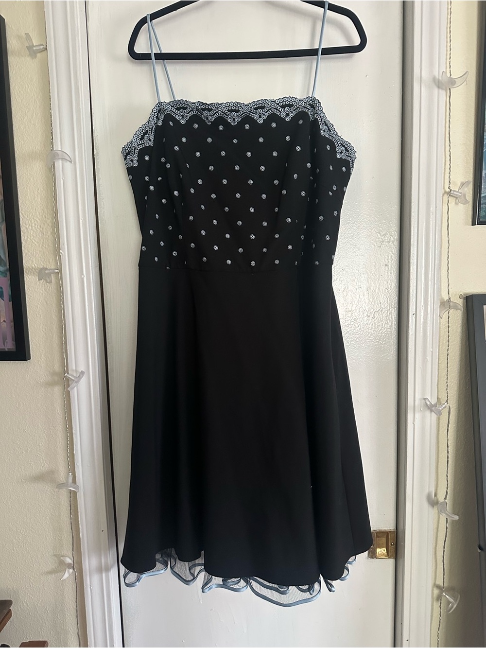 Y2K Taboo Black Mini Dress with Light Blue Trim